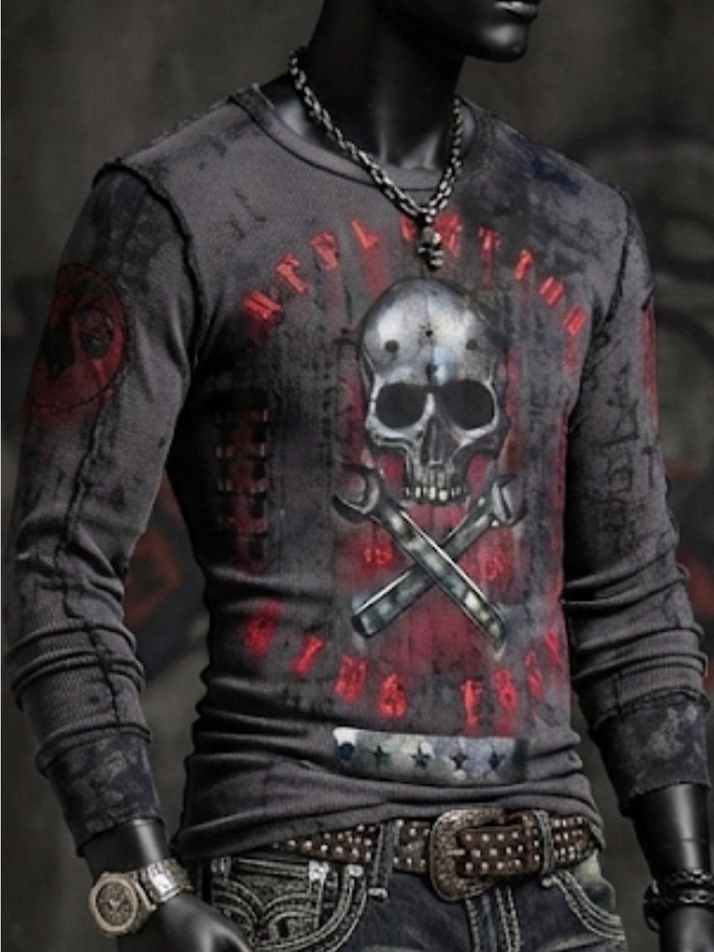 Affliction “Life Fast” 1973 Long Sleeve Thermal Tee size M